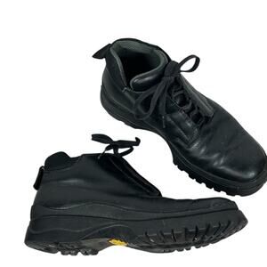 Prada Vintage Black Leather Chunky Combat Boots Vibram Women 8